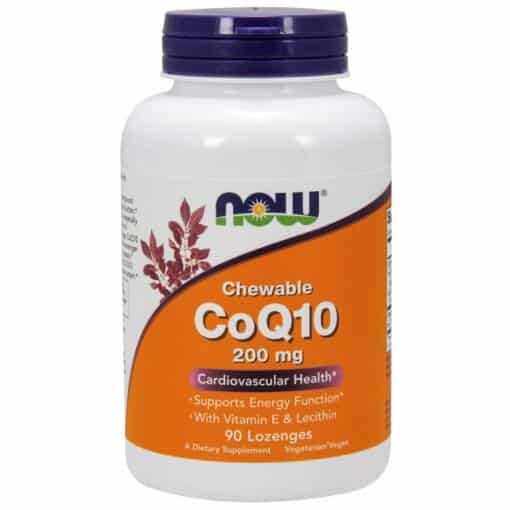 NOW Foods - CoQ10 with Lecithin & Vitamin E 200mg (Chewable) - 90 lozenges